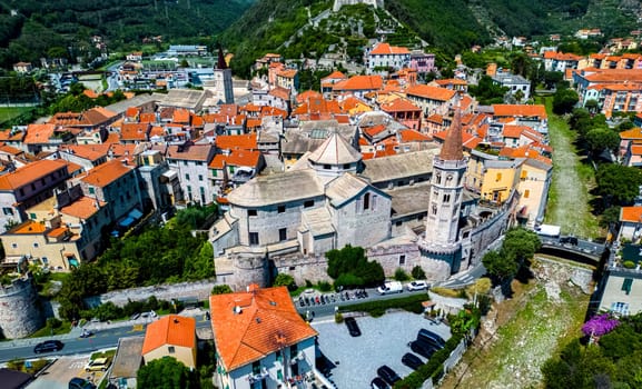 Architecture of Finalborgo, the historical center of Finale Ligure on the Italian Riviera in the province of Imperia, Liguria, Italy.