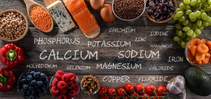 Composition with food products and main minerals essencial for human body