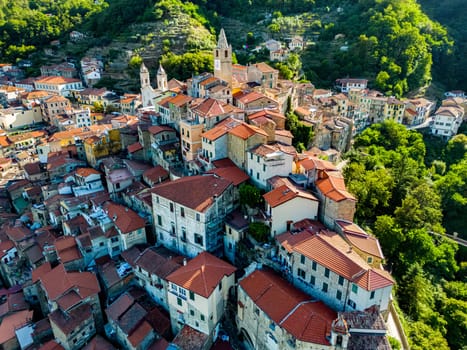 Aerial view of the village of Ceriana in the province of Imperia, Liguria, Italy
