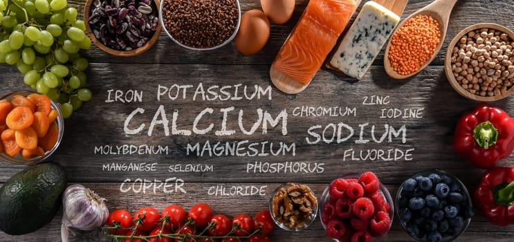 Composition with food products and main minerals essencial for human body