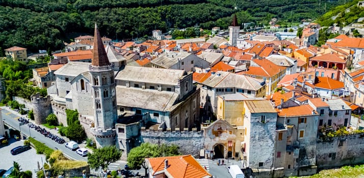 Architecture of Finalborgo, the historical center of Finale Ligure on the Italian Riviera in the province of Imperia, Liguria, Italy.