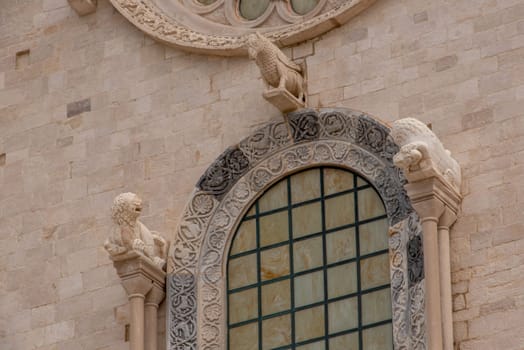Details of the facade of the cathedral in Trani, Italy