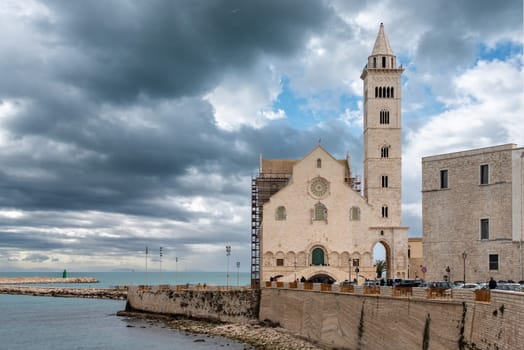Details of the facade of the cathedral in Trani, Italy