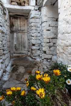 Door of an abandoned Trullo house in Alberobello, Italy