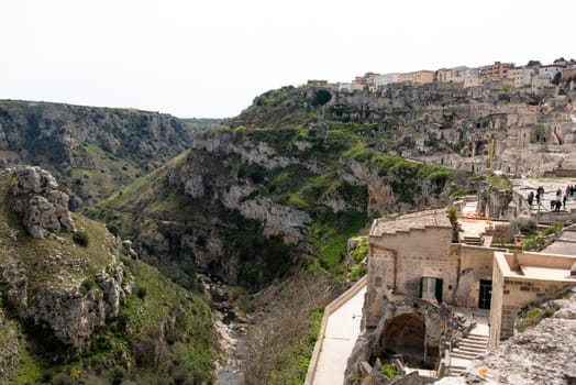 View over the canyon of Matera in Italy