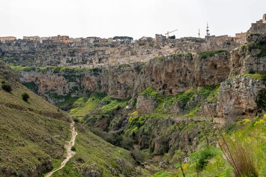View over the canyon of Matera in Italy