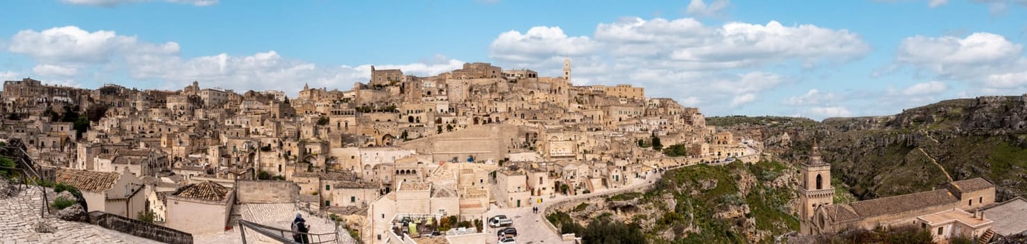 Scenic view of famous historic downtown Matera in Southern Italy