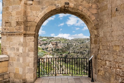 Detail of historic houses in Sassi di Matera, Italy