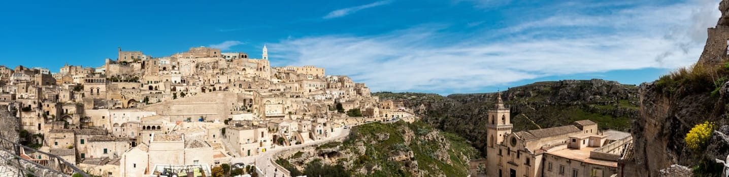Scenic view of famous historic downtown Matera in Italy