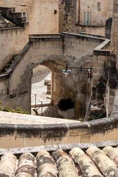 Abandoned courtyard somewhere in Matera historic district, Italy
