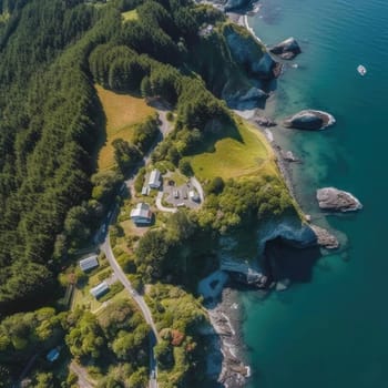 Aerial view of houses in an island - AI Generated