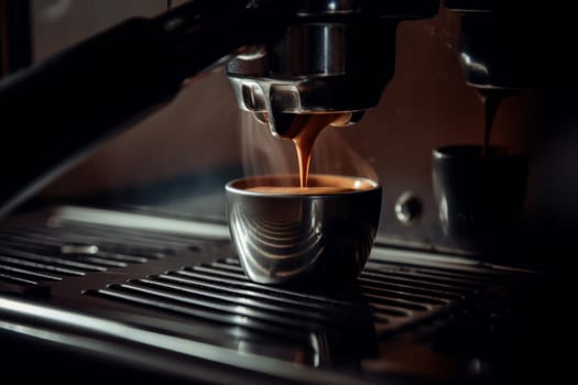 Modern coffee maker preparing a delicious cup of coffee, with its simple and intuitive features ensuring the perfect cup every time. Enjoy the ultimate coffee experience. AI Generative
