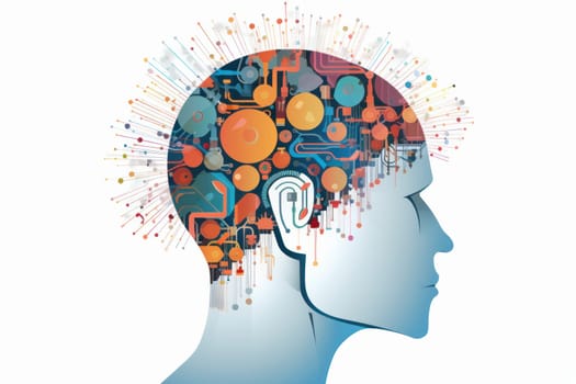 Trendy woman wearing a wired headpiece for a futuristic vibe. The avant-garde accessory adds a touch of creativity to this digital concept. AI Generative.