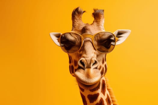 This cool and trendy giraffe in sunglasses is a standout in any collection. Perfect for summer themes and nature lovers. AI Generative.