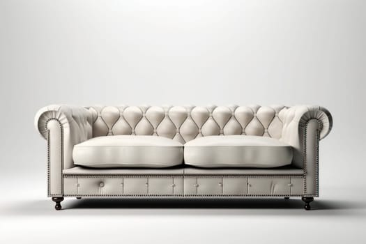 Stylish leather couch with a pop of yellow cushion, creating a chic and modern feel. Perfect for any minimalist interior design. AI Generative.