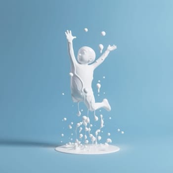 Creative high-speed photography captures the contrast of white liquid splashing against a vibrant blue background, creating an explosion of vibrancy and freshness. AI Generative