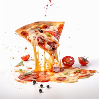 Thick and cheesy Chicago-style pizza with mouth-watering toppings like pepperoni, sausage, and vegetables. Perfect for sharing at parties or events. AI Generative.
