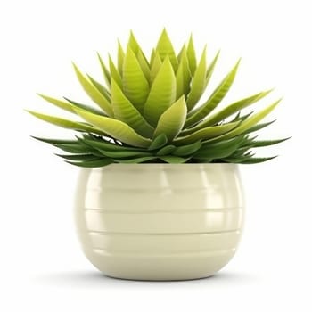 A beautiful houseplant in a modern white planter, perfect for any decor style. Enhance your indoor living space and promote a healthy lifestyle. AI Generative.