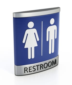 Restroom sign isolated on white background. 3D illustration.