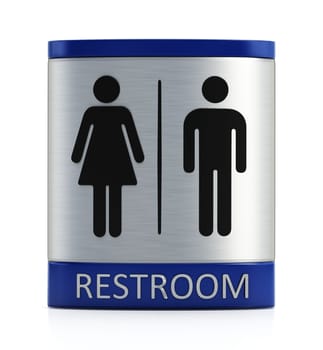 Restroom sign isolated on white background. 3D illustration.