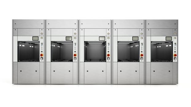 Compact hospital steam sterilizers isolated on white background. 3D illustration.