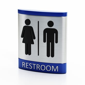 Restroom sign isolated on white background. 3D illustration.