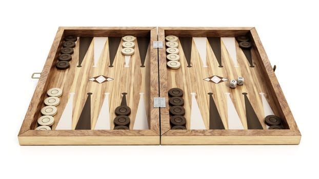 Backgammon isolated on white background. 3D illustration.
