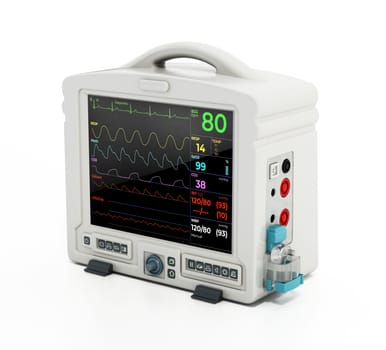 Patient monitor isolated on white background. 3D illustration.