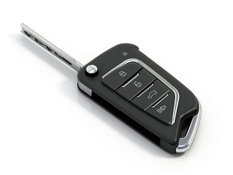 Flip car key isolated on white background. 3D illustration.