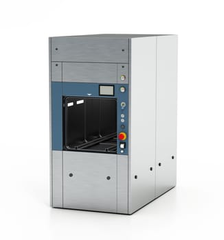 Compact hospital steam sterilizer isolated on white background. 3D illustration.