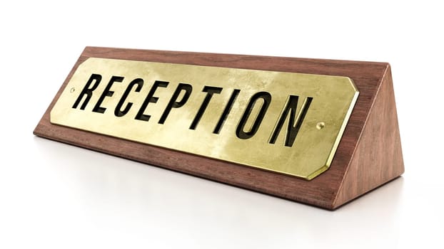 Reception sign isolated on white background. 3D illustration.