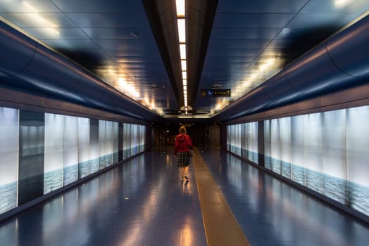 NAPLES, ITALY - MAY 06, 2022 - Modern design of the Toledo metro station in downtown Naples, Italy