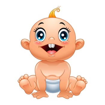 Cute baby sitting isolated on white background