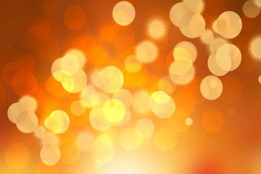 A festive abstract delicate golden yellow red orange gradient background texture with defocused bokeh circles. Card concept for Happy New Year, party invitation, valentine or other holidays.