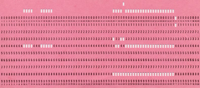 vintage punched card for computer data storage and programming