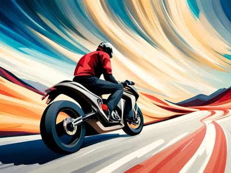 Motorbike speed in colorful background - Generative AI