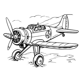 Plane coloring pages drawing for kids