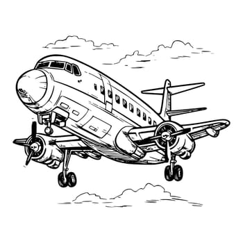 Plane coloring pages drawing for kids