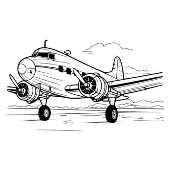 Plane coloring pages drawing for kids