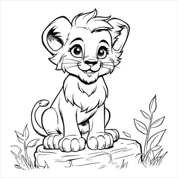 Lion cub coloring page drawing for kids