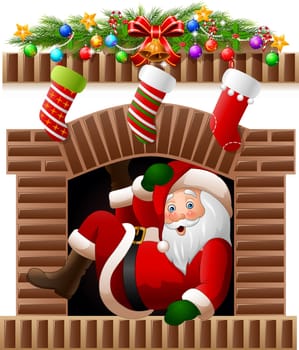 Santa Claus in the fireplace