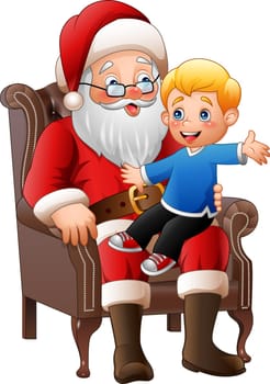 Santa Claus sitting with a little cute boy