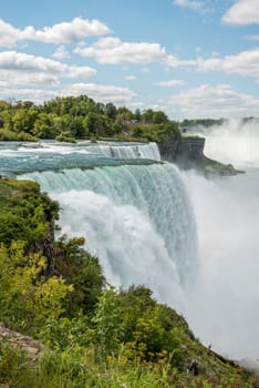 Side view of the famous American Falls of the Niagara Falls, USA