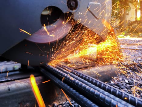 Cutting Metal, Machine steel cutting tool blurred background, Construction concept
