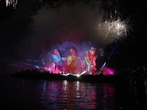 Cracow, Poland - June 4, 2022: Great Dragon Parade. The Great Outdoor Show on the Vistula River.