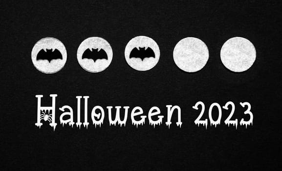 Black Halloween Background With White Dots With Bats and Text Halloween 2023