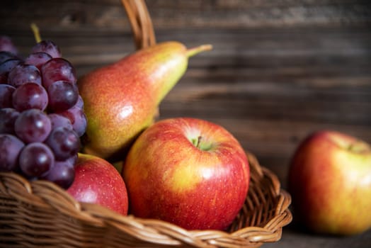 Autumnal Atmosphere, Basket With Fruits, Thanksgiving Background, Healthy Food
