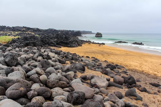 Round stones at the beach of Snaefellsnes National Park