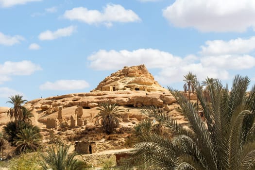Ancient cemetery hill in the town of Siwa, Libyan desert, Egypt