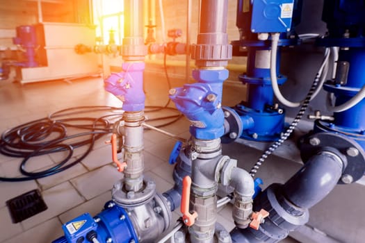 Pressure sensor in an industrial boiler room. Barometer in a heating system. Close-up.